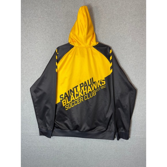 Hummel‎ Hoodie Pullover Soccer Club Blackhawk Yellow Black Mens Size XL - Picture 7 of 10